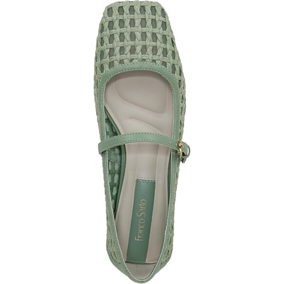 Franco Sarto Womens Aloe Green Woven Fabric Tinsley Mary Jane Ballet Flats - Picture 5 of 9